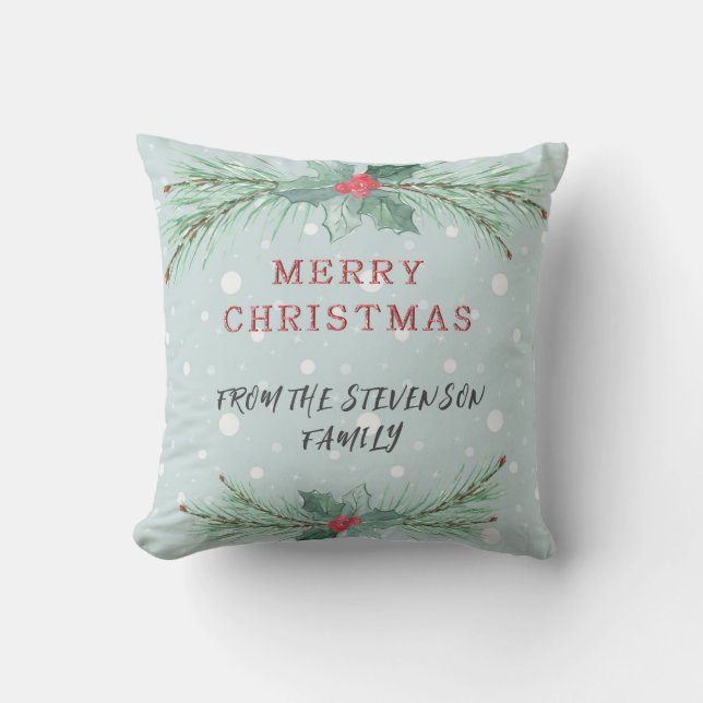Christmas, Personalised, Spruce, mistletoe  Cushion (Front)