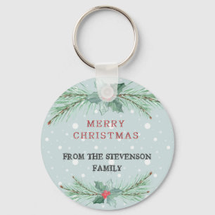 Christmas, Personalised, Spruce, mistletoe Key Ring