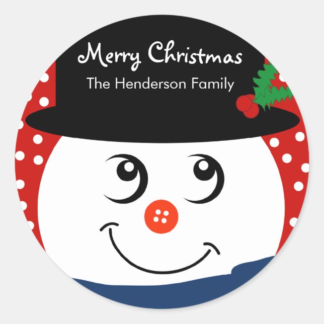 Christmas Personalised Sticker - Snowman (Front)