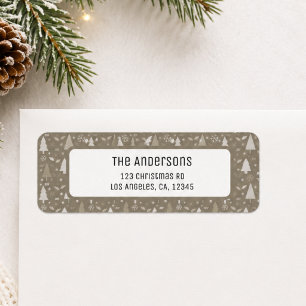 Christmas Personalised Taupe Return Address Label