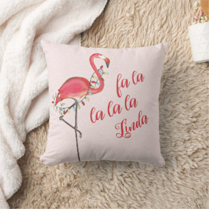 Christmas Personalised Tropical Pink Flamingo Cushion