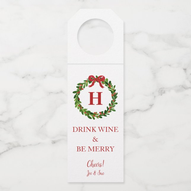 Christmas Personalised Wine Bottle Tags (Front)