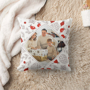 Christmas Personalised Winter Foliage Photo Cushion