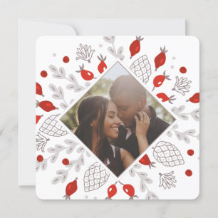 Christmas Personalised Winter Foliage Photo Holiday Card