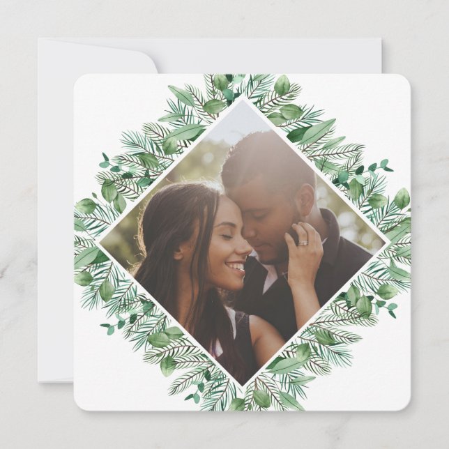Christmas Personalised Winter Foliage Photo Holiday Card (Front)