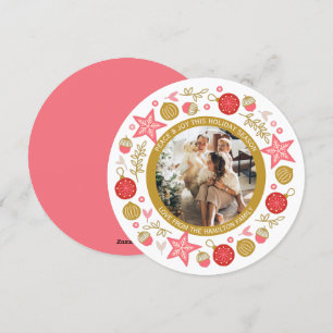 Christmas Personalised Wreath Photo Frame Round Holiday Card