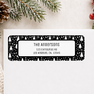 Christmas Personalized Black Return Address Label