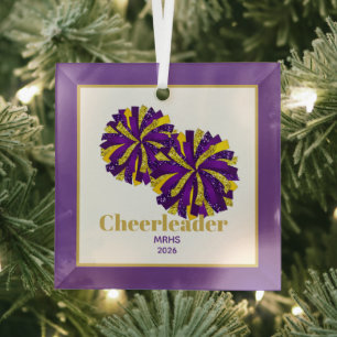Christmas Personalized Cheer Poms Glass Ornament