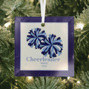 Christmas Personalized Cheer Poms Glass Ornament