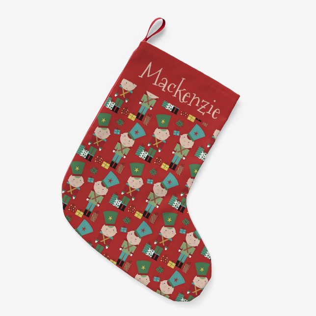 Christmas Personalized Little Drummer Boy Soldier Small Christmas Stocking (Front (Hanging))