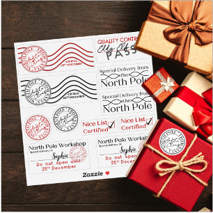 Christmas   Personalized North Pole Santa Stickers