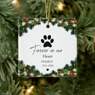 Christmas Pet  Cat Dog Memorial name  Ceramic Ornament