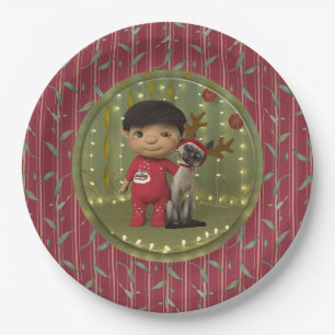 Christmas Pet Friend Paper Plate