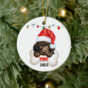 Christmas Pet Ornament, Poodle Christmas Ceramic Ornament