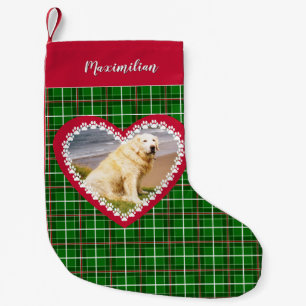 Christmas pet photo name red green small christmas stocking