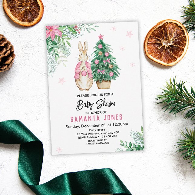 Christmas Peter Rabbit Baby Shower Invitation (Creator Uploaded)