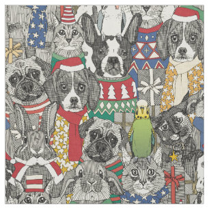 christmas pets fabric