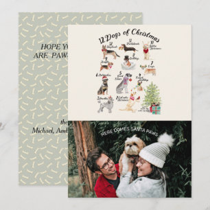 Christmas Photo 12 Dogs Christmas with Santa Paws Card