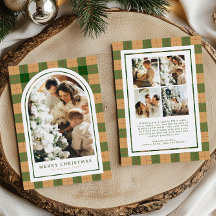 Christmas Photo Arch Green and Beige Plaid