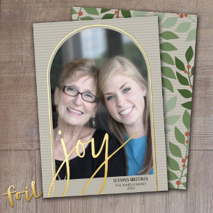 Christmas Photo Arch Vertical - Botanical JOY Foil Holiday Card