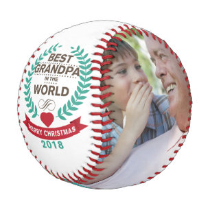 Christmas Photo Baseball Best Grandpa In The World