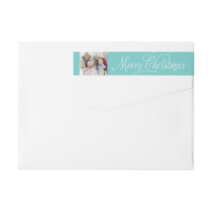 Christmas Photo   Blue Wrap Around Label