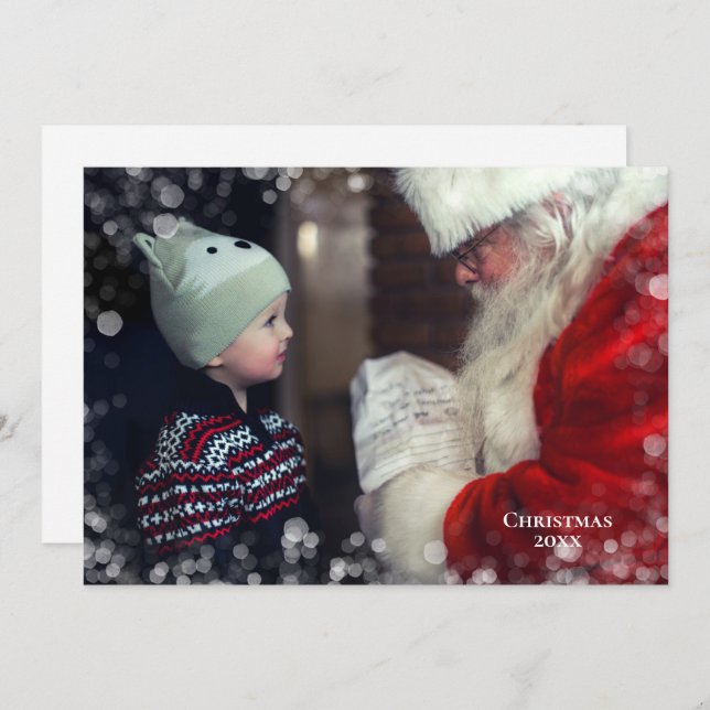 Christmas Photo  Bokeh Overlay Card 2 Sided (Front/Back)