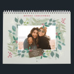 Christmas Photo Calendar<br><div class="desc">Original hand drawn winter wreath with eucalyptus, holly, mistletoe photo frame; with full bleed photos on each page and back side.</div>