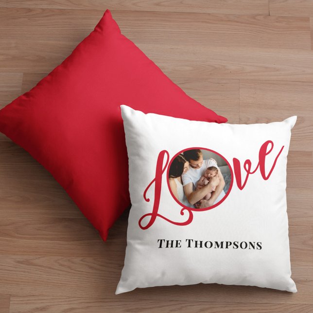 Christmas Photo Calligraphy Script Cute  Cushion (Love simple photo typography calligraphy script pillow)