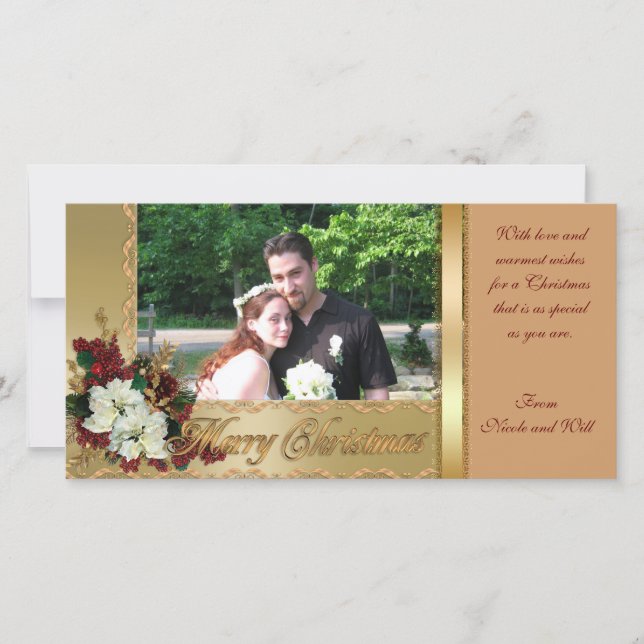 Christmas Photo card poinsettias (Front)