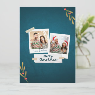 Christmas Photo Card with Green Colour Texts
