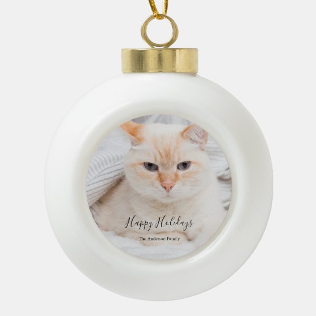 Christmas photo Ceramic Ornament (Front)