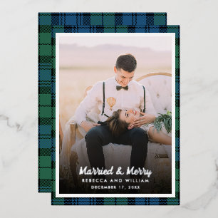Christmas Photo Clan Campbell Tartan Silver Foil Holiday Card