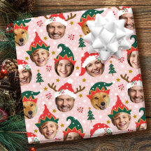 Christmas Photo Collage Festive Funny Face Pink
