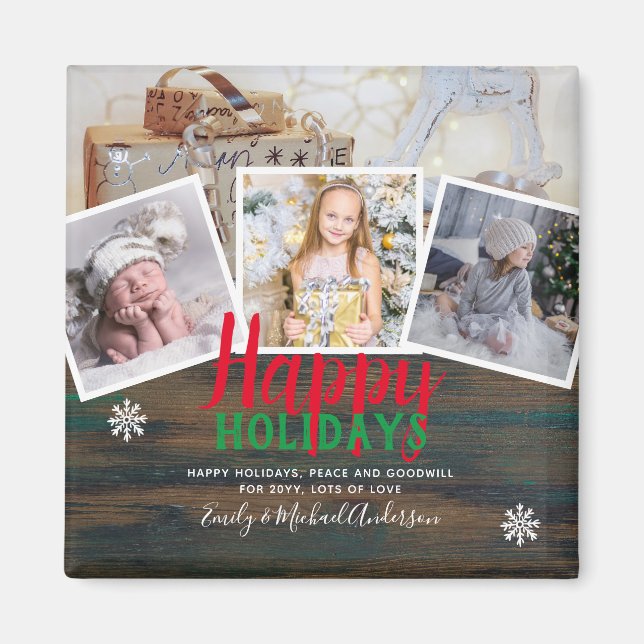 Christmas PHOTO COLLAGE Gifts Grandparents Parents Magnet (Front)