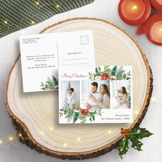 Christmas Photo Collage Holiday Postcard (Christmas Photo Collage Holiday Postcard
)