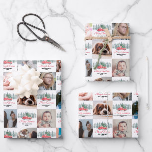 Christmas Photo Collage Wrapping Paper Sheets