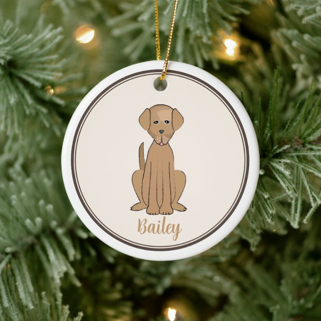 Christmas Photo Cute Puppy Dog Labrador Ceramic Ornament (Tree)