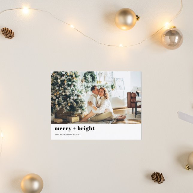 Christmas Photo Family | Merry + Bright | Holiday Postcard (Creator Uploaded)
