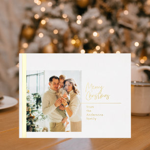 Christmas Photo Family   Merry Christmas Foil Holiday Postcard