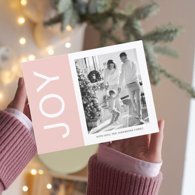 Christmas Photo Family | Pink Joy Holiday Postcard (Creator Uploaded)