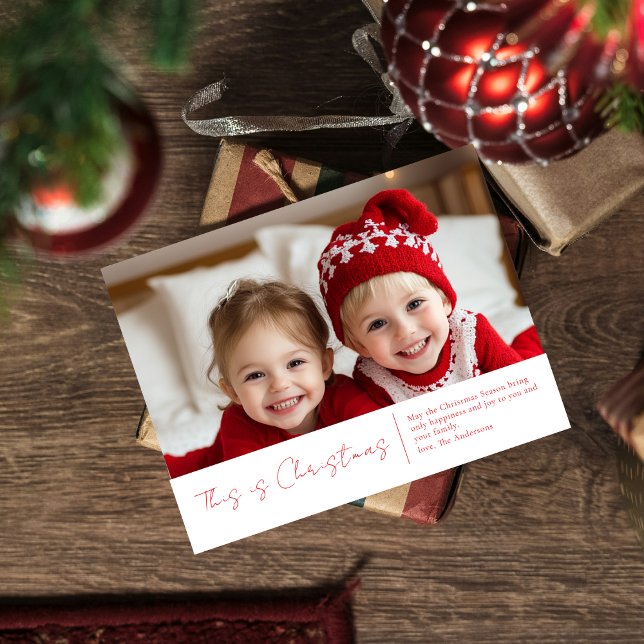 Christmas Photo Family | Red Joy Postcard (Creator Uploaded)