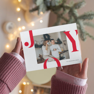 Christmas Photo Family   Red Joy Postcard