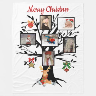 Christmas Photo Family Tree Fleece Blanket
