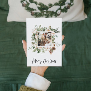 Christmas Photo & Floral Frame   Merry Christmas