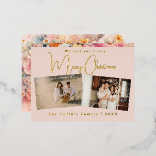 Christmas photo foil holiday postcard