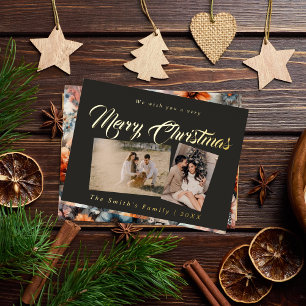 Christmas photo foil holiday postcard