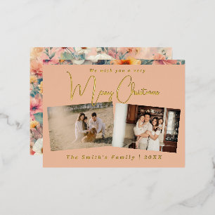 Christmas photo foil holiday postcard