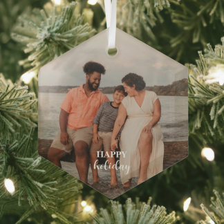 Christmas Photo Frame Glass Tree Decoration