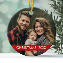 Christmas Photo Frame - Modern Red Stripe